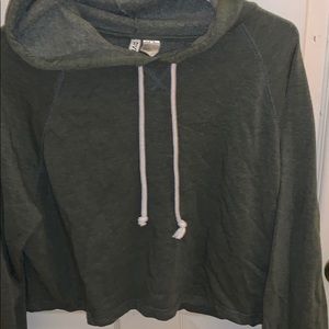 H&M Muted Green Cropped Hoodie